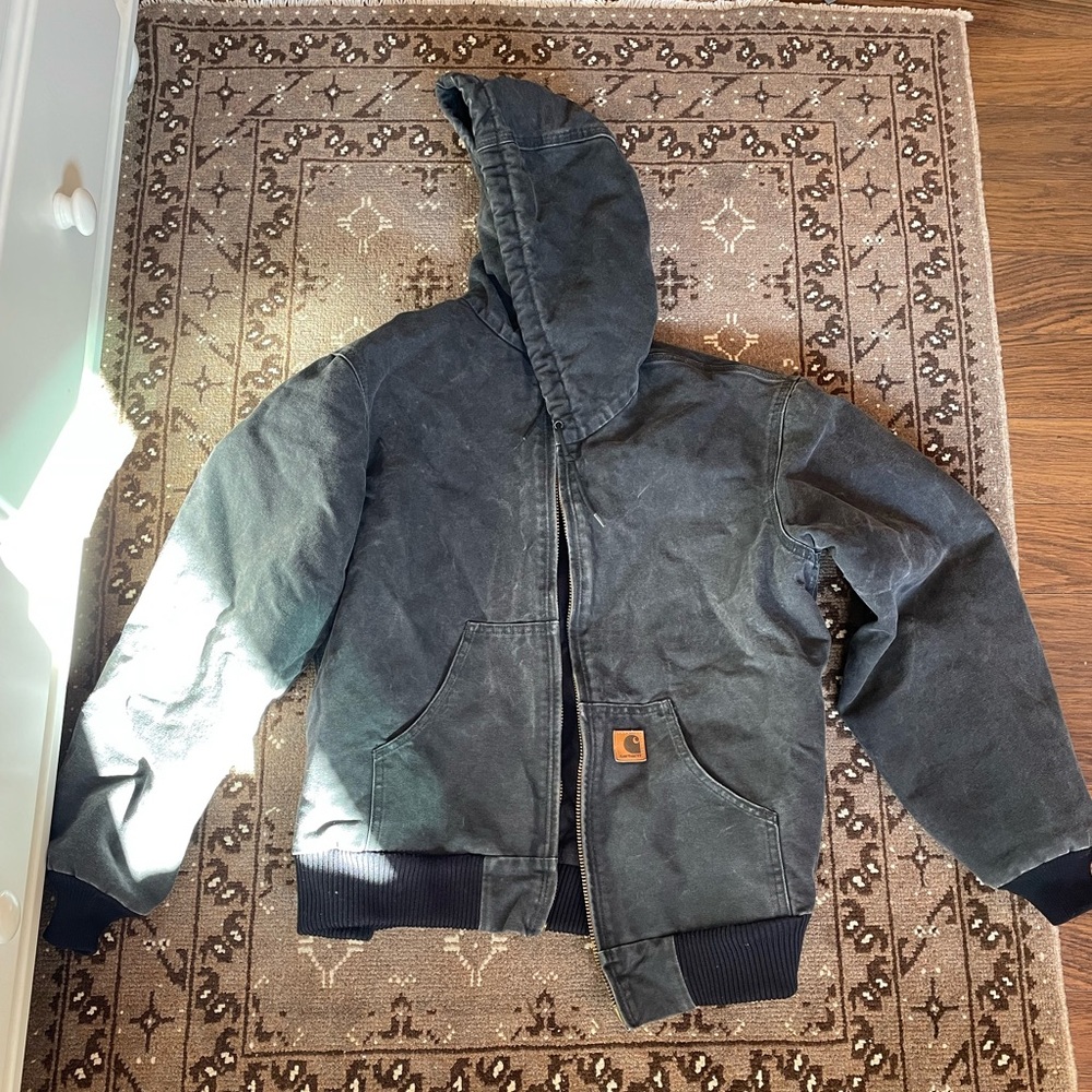 Black womens carhartt hooded padded coat